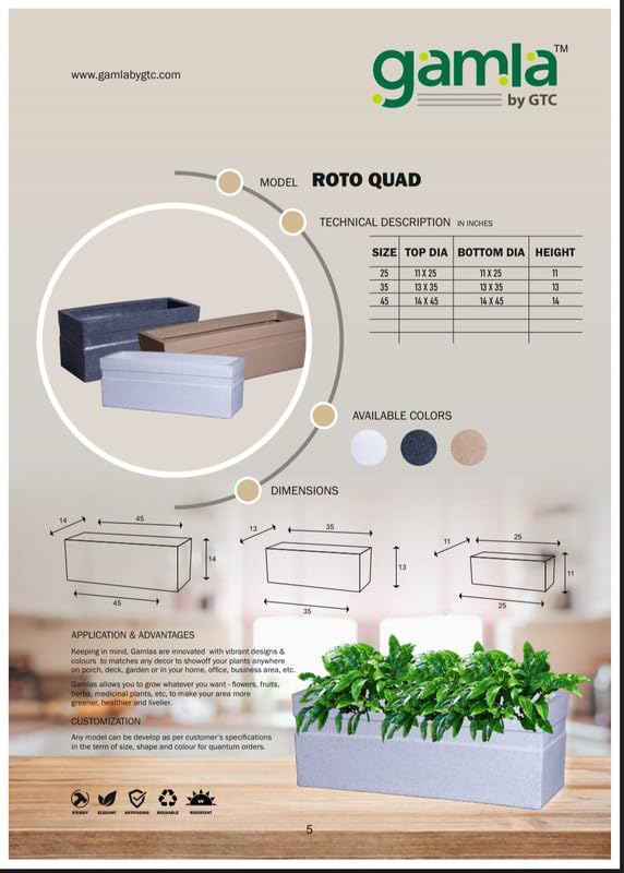 GAMLA BY GTC Plastic Marble Look ROTO Moulding ROTO QUAD